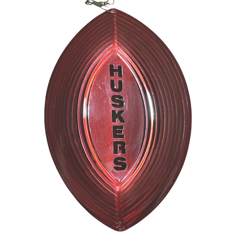 Nebraska Huskers NCAA Football Red Metal Art Kinetic Wind Spinner Yard Decor
